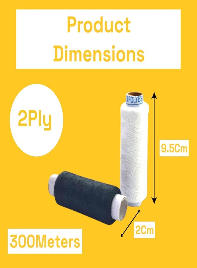 RIANZ Pack of 24 Pcs Sewing Thread Spun Polyester Yarn 300 Meters Each for Hand or Sewing Machines (12 Black & 12 White Color) - Image 4